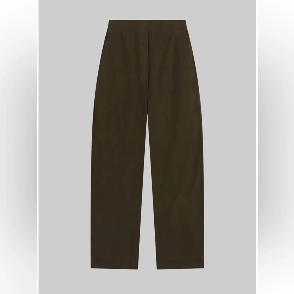 Leset Chloe Barrel Pant in Dark Olive - Picture 2 of 6